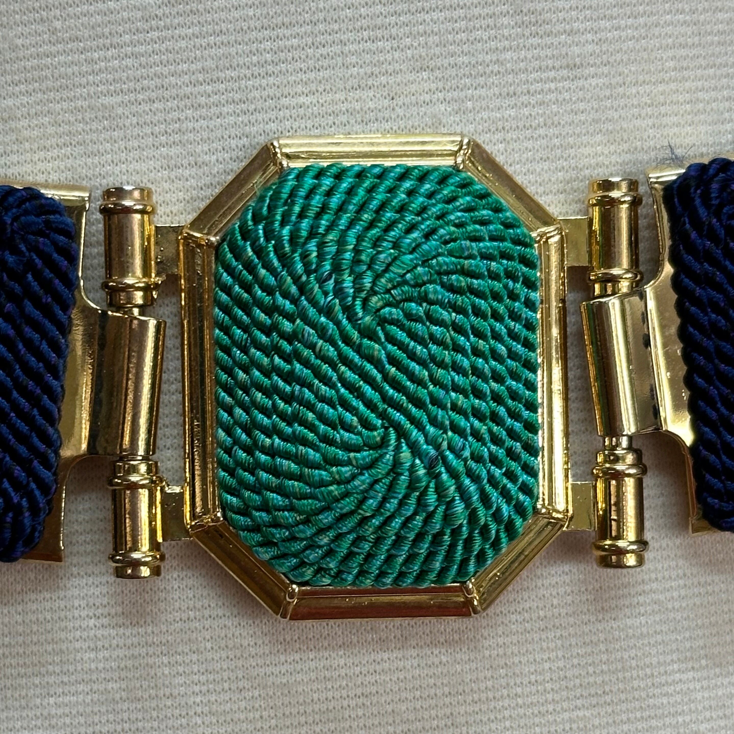 Gutos W Germany 1980s Vintage Art Nouveau waist belt, metal buckle,rope detail 70s Gutos W Germany Rope Belt, Gutos Modele Depose, Vintage  main image 4
