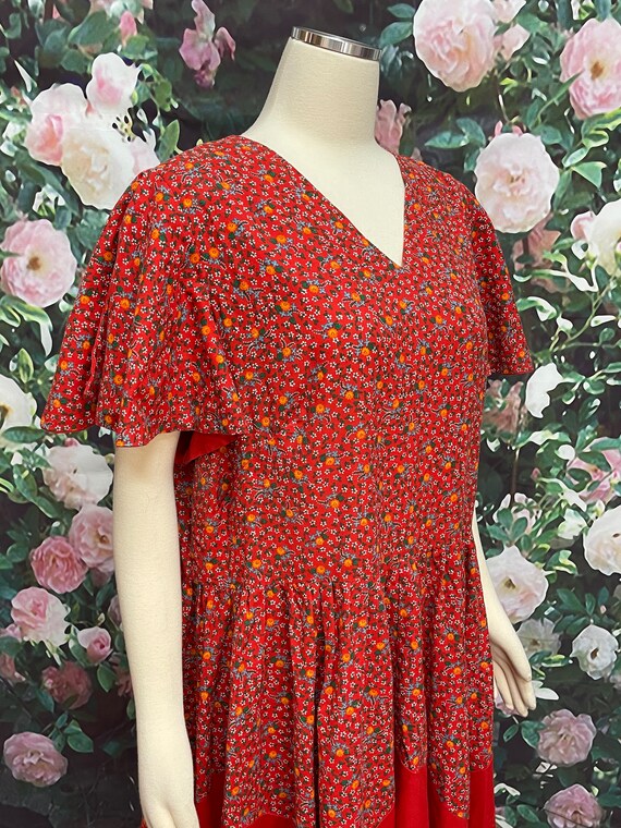 Vintage Red Calico Square Dance Dress Plus Size - image 7