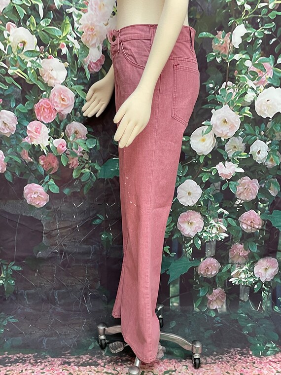 70s Levis Red Splatter Jeans Bell Bottom Low Rise… - image 5