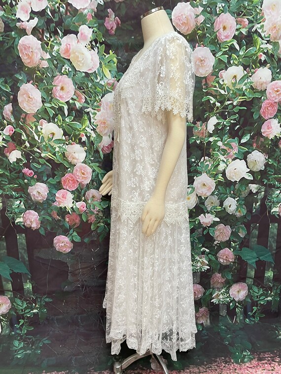 70s Scott McClintock White Lace Maxi Dress Victor… - image 7