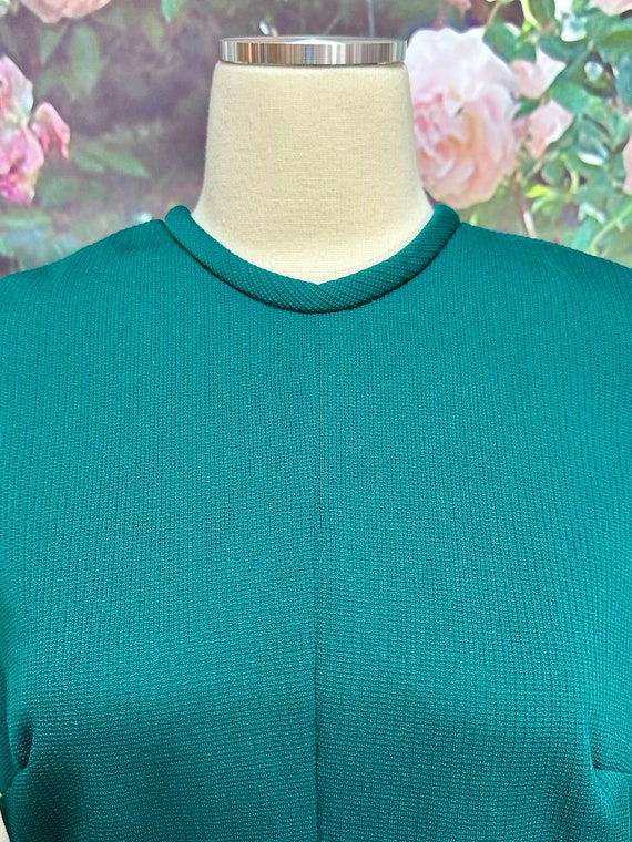 60s Evergreen Green Knit Mod Shift Dress Plus Size - image 8