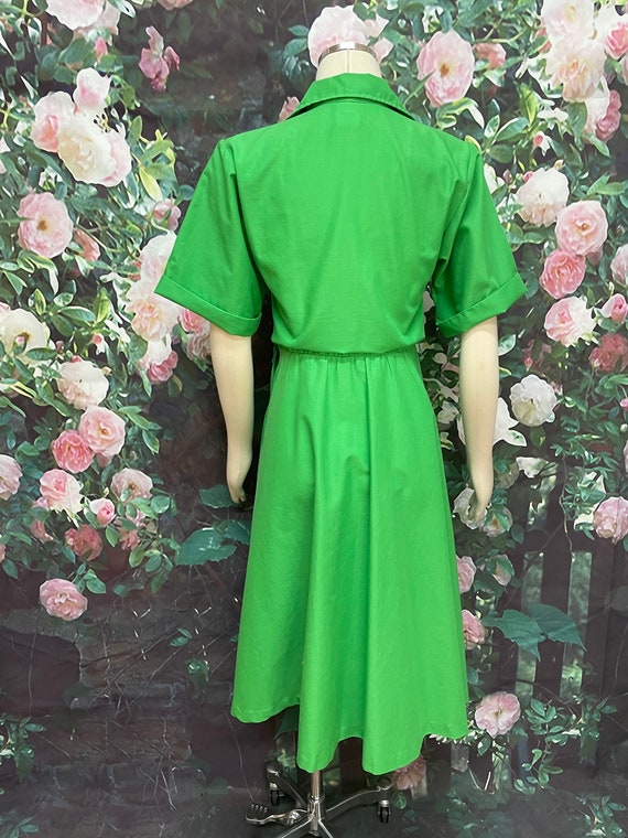 80s Impromptu Green Shirtdress Dress Pocket Square - image 9