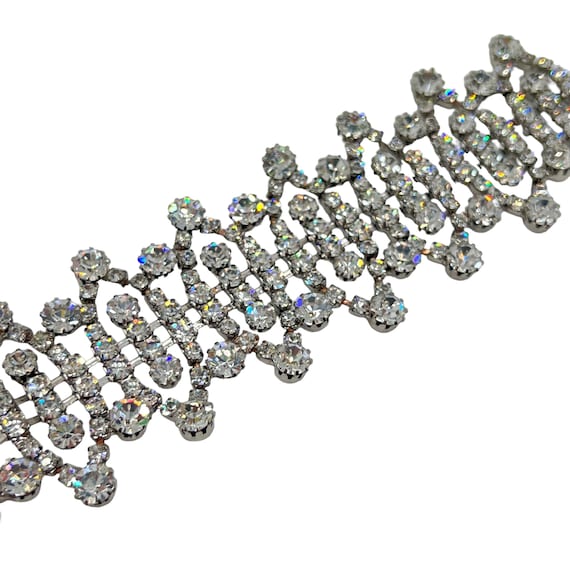 50s Hollywood Regency Clear Rhinestone Bracelet