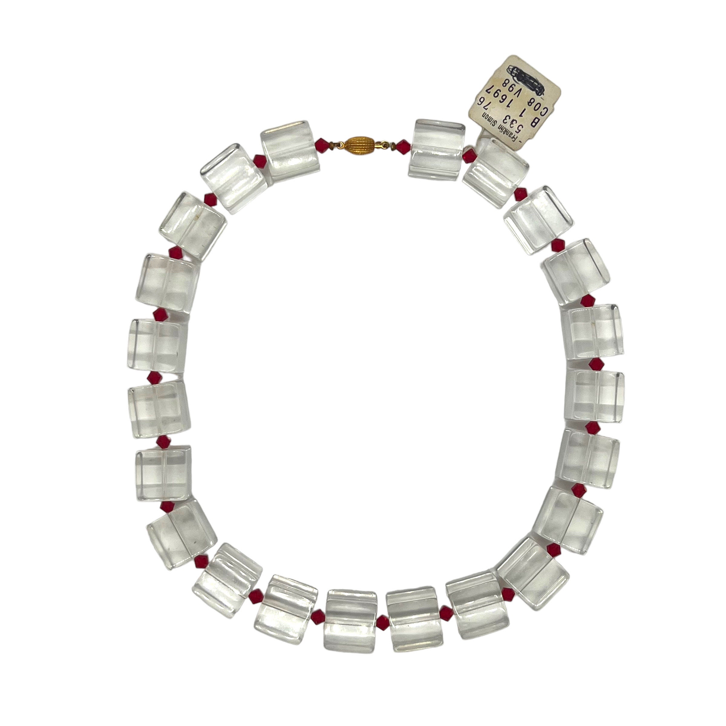 Vintage Chunky Clear & Frosted Lucite Runway Necklace