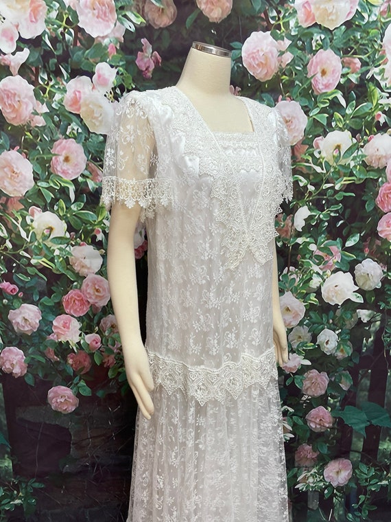 70s Scott McClintock White Lace Maxi Dress Victor… - image 6