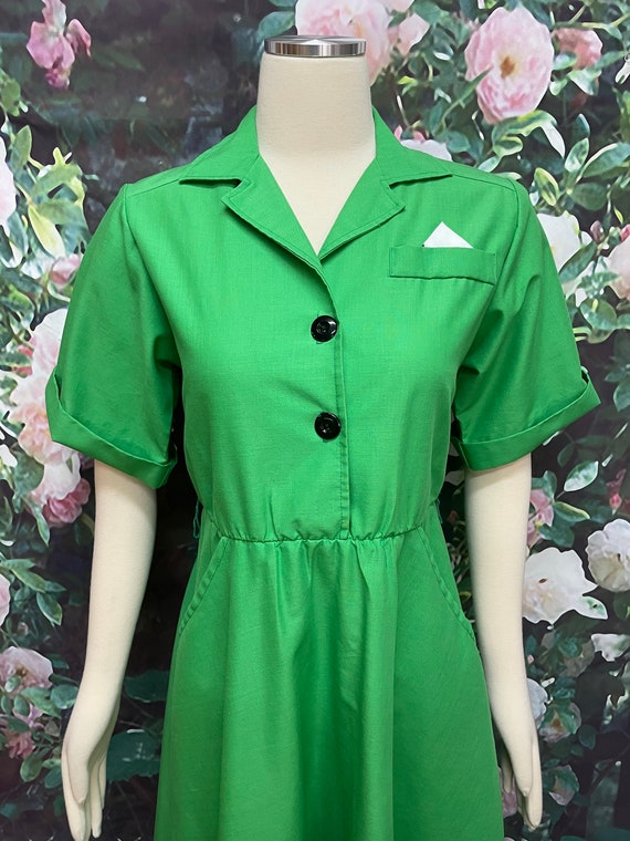 80s Impromptu Green Shirtdress Dress Pocket Square - image 3
