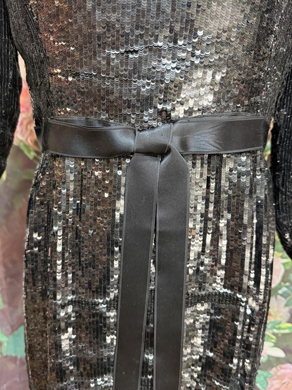 70s Bill Blass Black Sequin Evening Gown - image 3