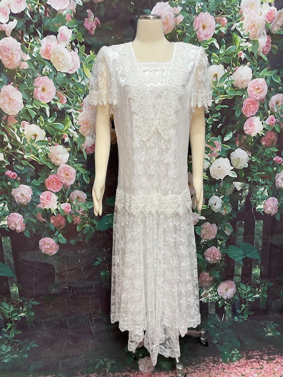 70s Scott McClintock White Lace Maxi Dress Victor… - image 2