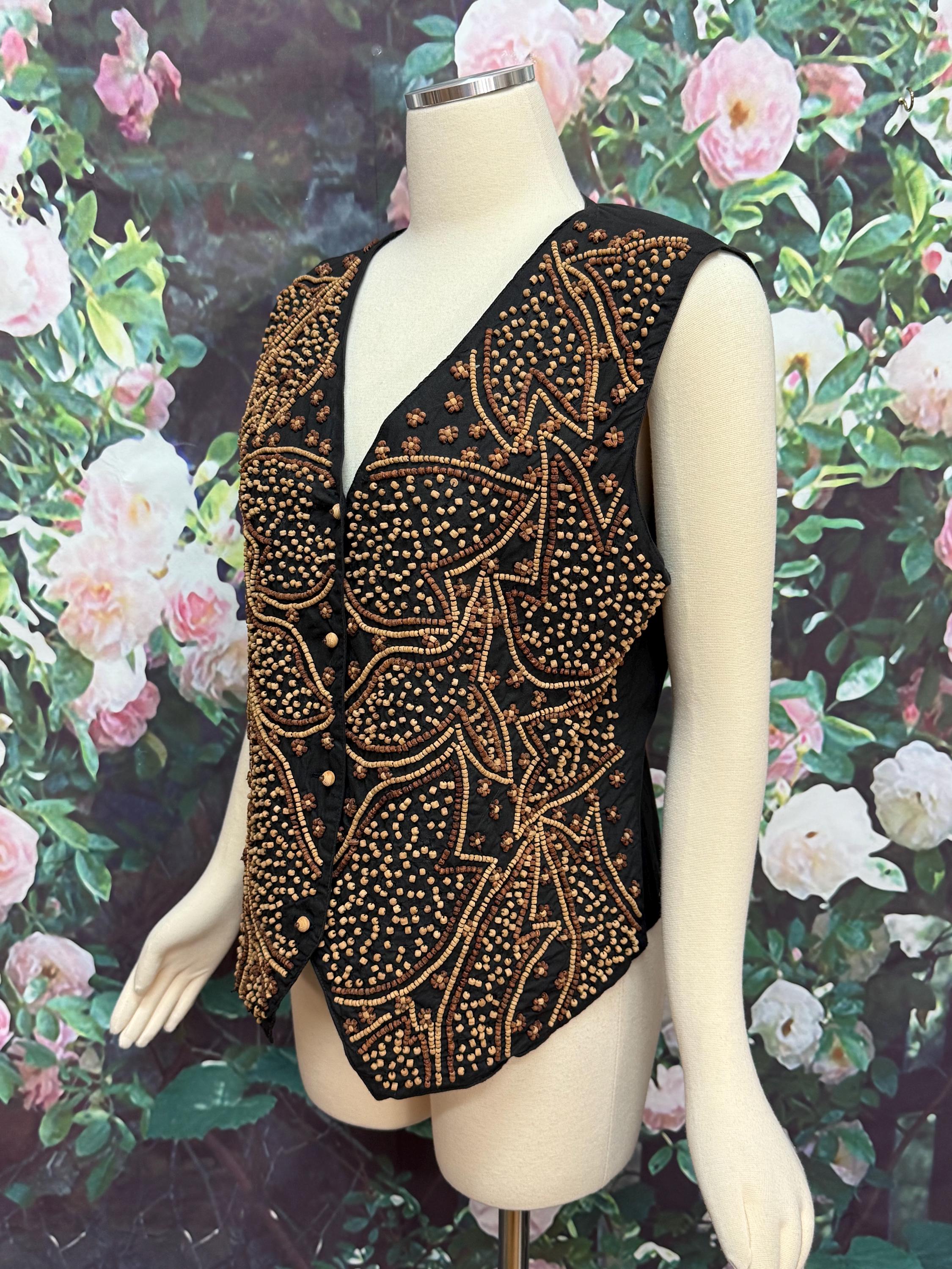 Bi Silk Beaded Vest - Black / Off White – 【美品】venit PINTUCK 
