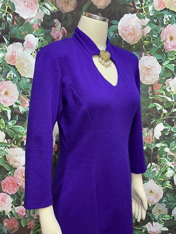 80s Young Edwardian Purple Sweater Dress Keyhole … - image 5