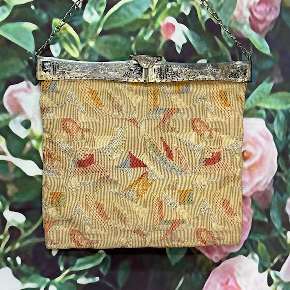 20s Tapestry Handbag Silverplate Dutch Windmill Frame Handbag - Etsy