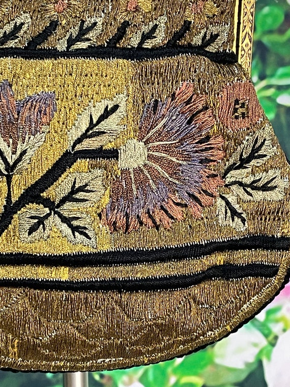 Antique French 1910 Gold Thread Purse Embroidered… - image 2