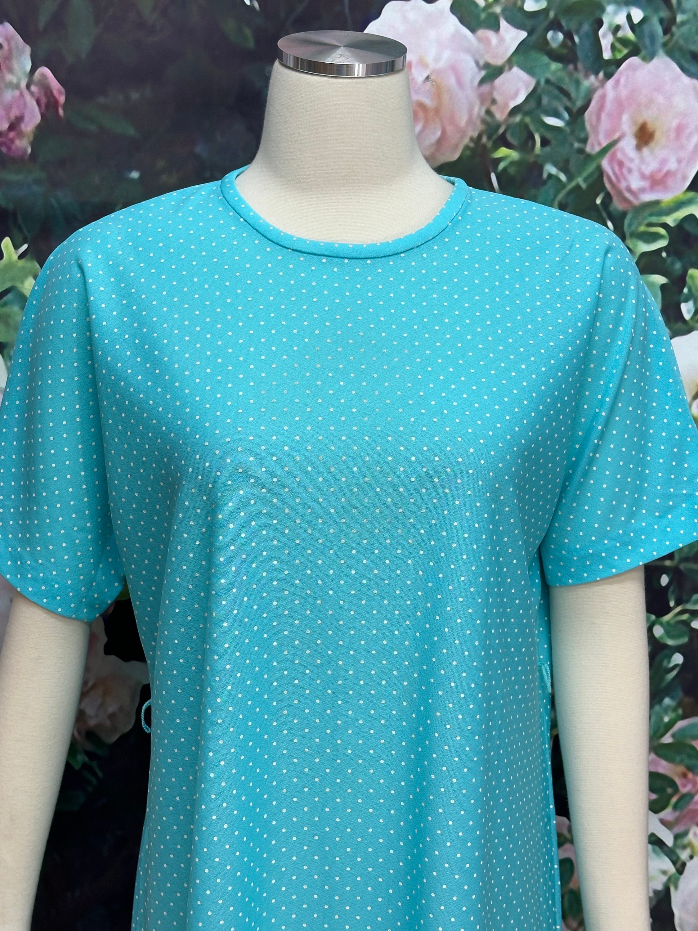 70s Lady Laura Aqua Blue Polka Dot Shift Dress Toni Todd - Etsy UK