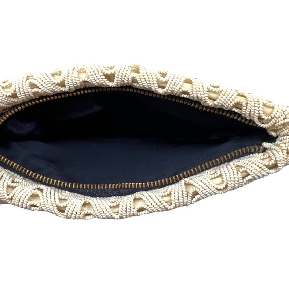 40s Beige Telephone Cord Zippered Clutch Purse - image 6