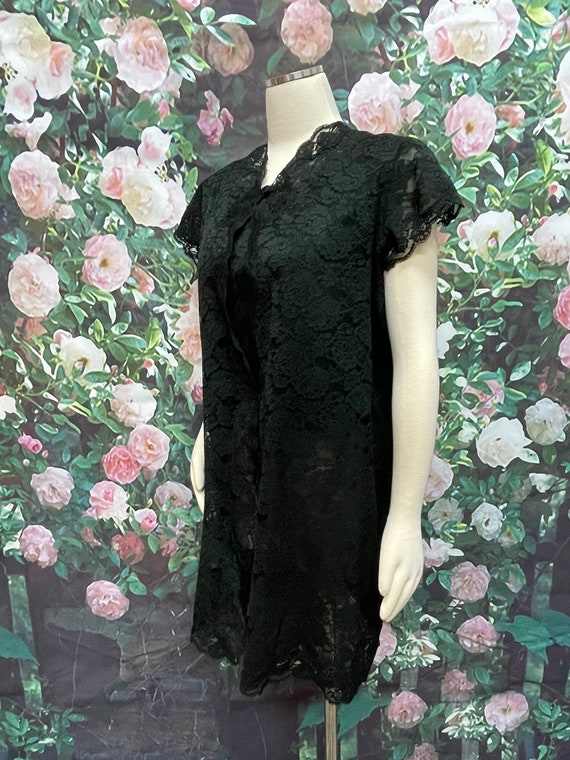 60s Henson Kickernick Black Lace Chiffon Peignoir… - image 6