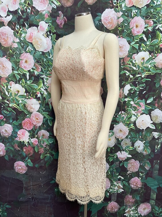 60s Jackie Morgan Pink Lace Slip Dress - image 5