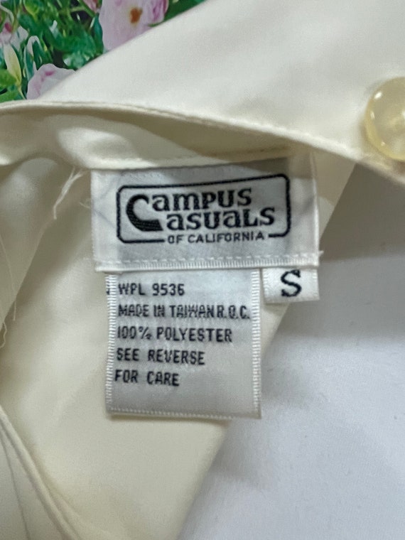 80s Campus Casuals Cream Sequin Blouson Blouse Po… - image 10