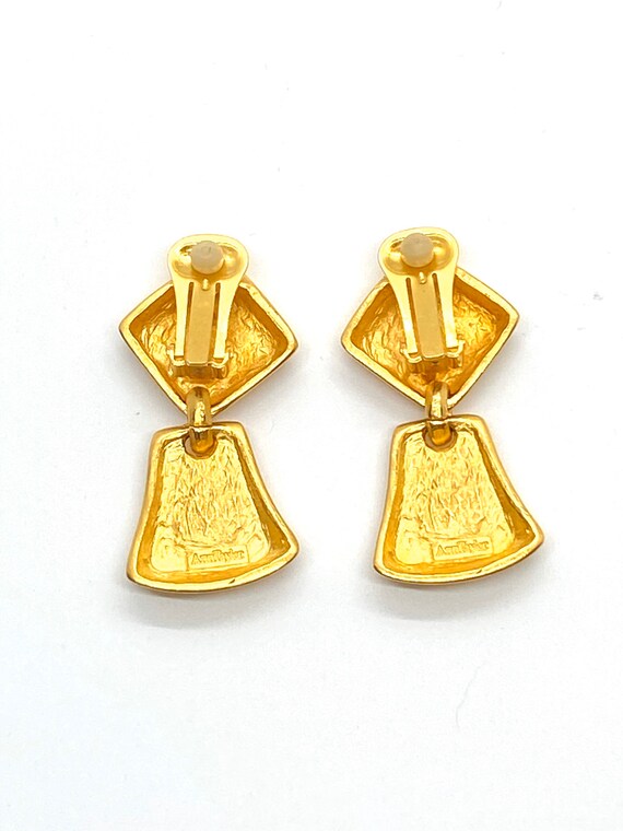 80s Ann Taylor Modernist Earrings Brushed Gold - image 4