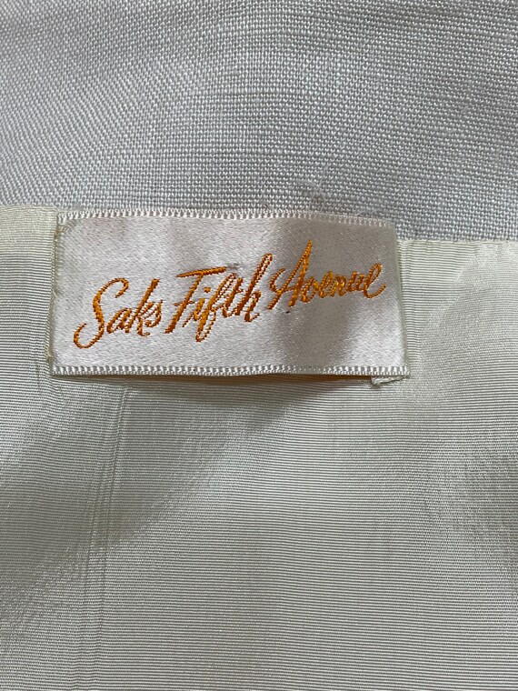 60s Saks Fifth Ave White Linen Jacket Mod Zip Fro… - image 9