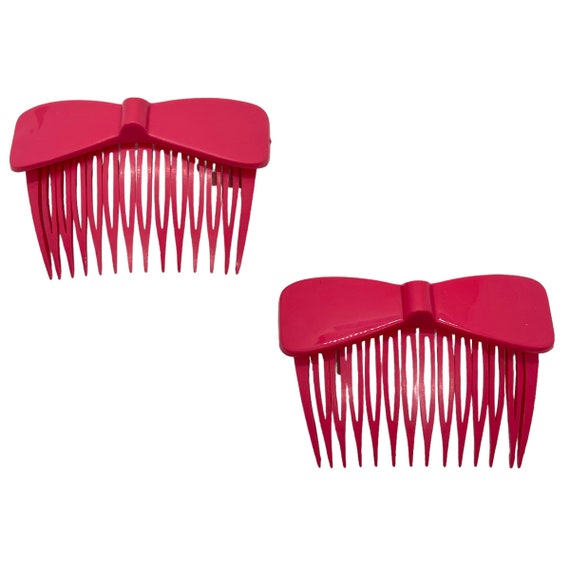 70s Goody Red Fashion Hair Comb Pair Set of Two - image 2