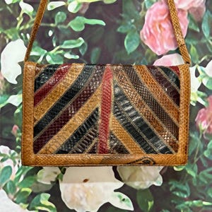 70s Patchwork Leather Snakeskin Shoulder Purse