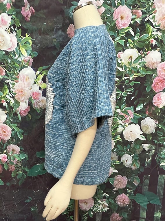 80s Blue Seagull Pullover Quilted Sweater Sand Piper Fiber Art Sakiori View 6