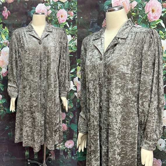 80s Silver Crushed Velvet Dress Plus Size