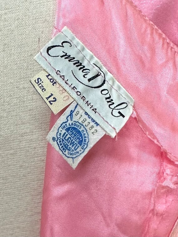 60s Emma Domb Pink Chiffon Maxi Dress Sequin Appl… - image 9