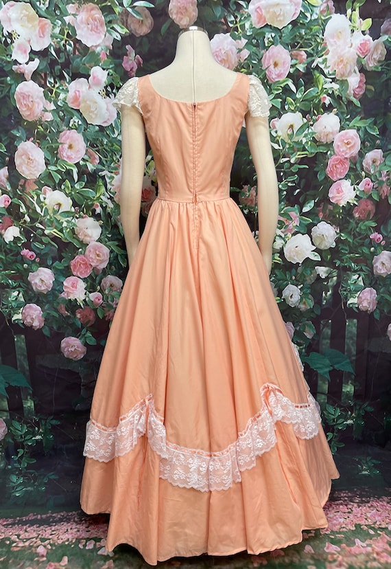 chinese dress ladies 1930s Peach Lace Gown + Capelet Ensemble [xs/sm] – Demetra Vintage main image 0