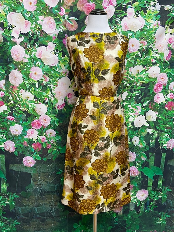 60s Malia of Hawaii Gold Floral Dress Cropped Jac… - image 6