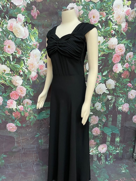 30s Black Crepe Bias Evening Gown Sweetheart - image 4