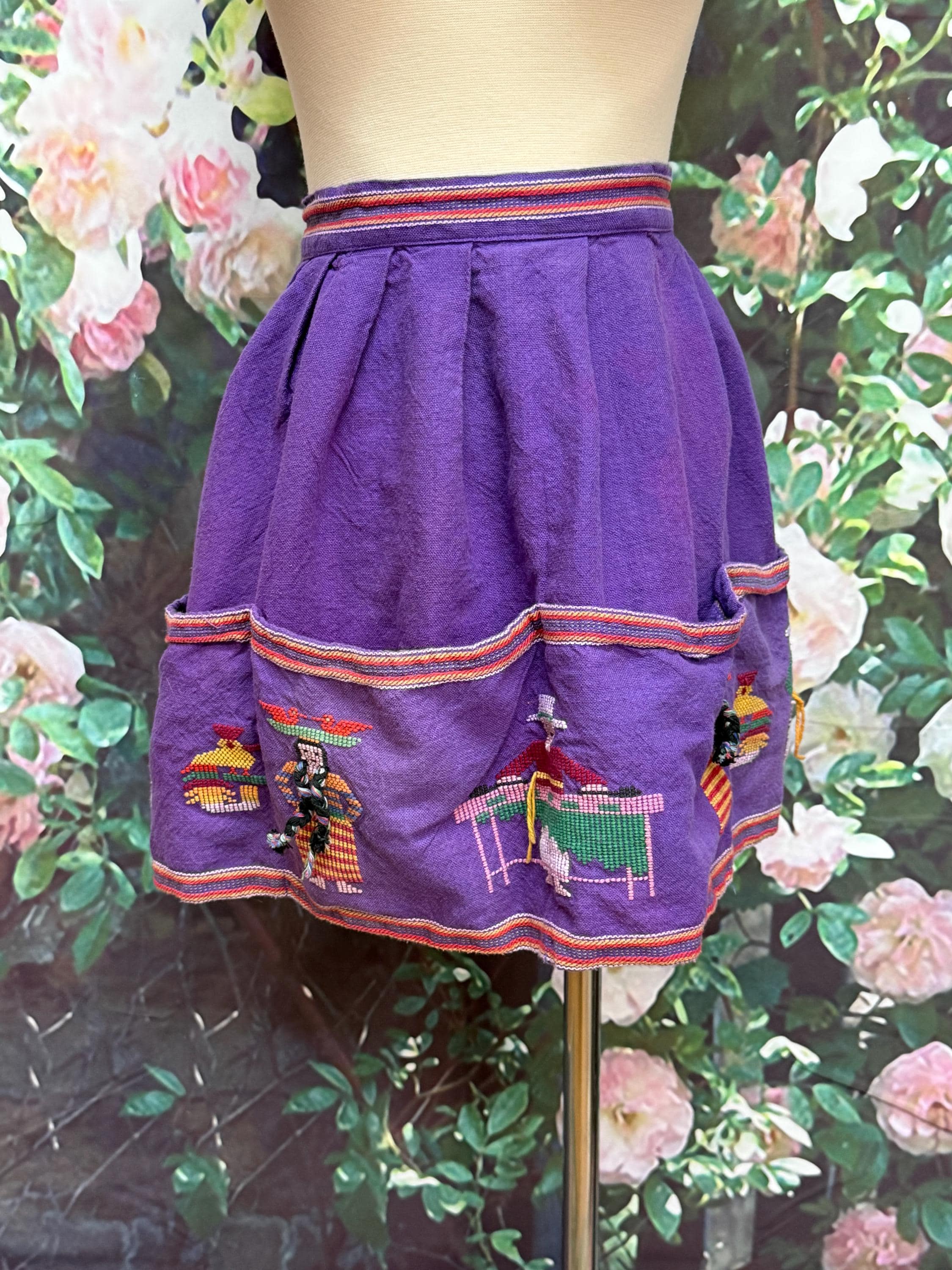ヴィンテージ グアテマラ パープル 刺繍 エプロン 手縫い - Etsy 日本