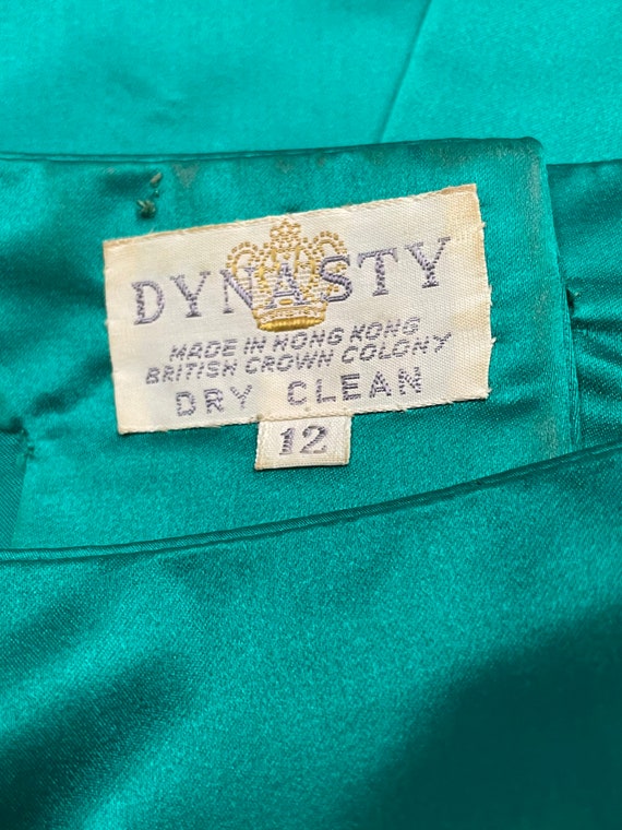 50s Dynasty Emerald Green Silk Satin Skirt Revers… - image 10