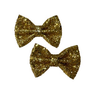 80s Vintage Gold Glitter Shoe Bows Shoe Clips Sparkle Bows