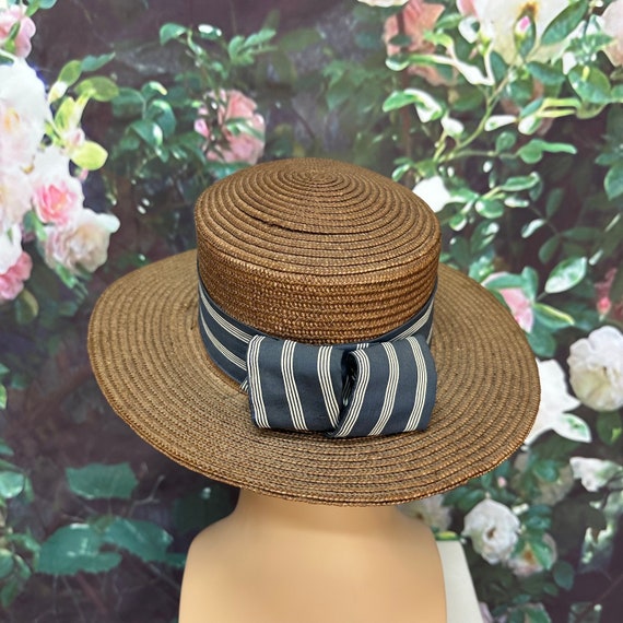 20s Mens Brown Straw Boater Hat Selected Qualitie… - image 5