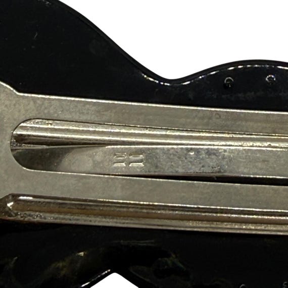Vintage Black Lucite Rhinestone Bow Barrette Art Deco  display picture 2