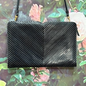 80s Mary Ann Rosenfeld Navy Blue Pleated Handbag Shoulder Purse