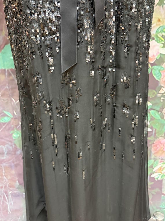 70s Bill Blass Black Sequin Evening Gown - image 4