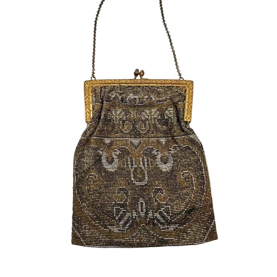 antique アンティーク20s ミニbag 20s Art Deco Steel Cut Beaded Purse Flapper Handbag - Etsy