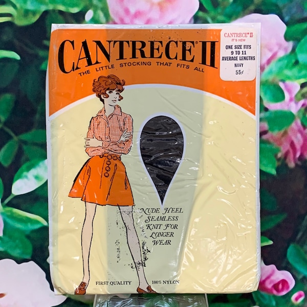 60s Cantrece II Nylon Stockings 9-11 Navy