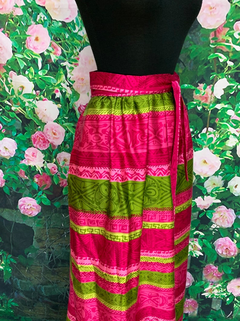 70s Pykettes Watermelon Pink Wrap Maxi Skirt | Etsy