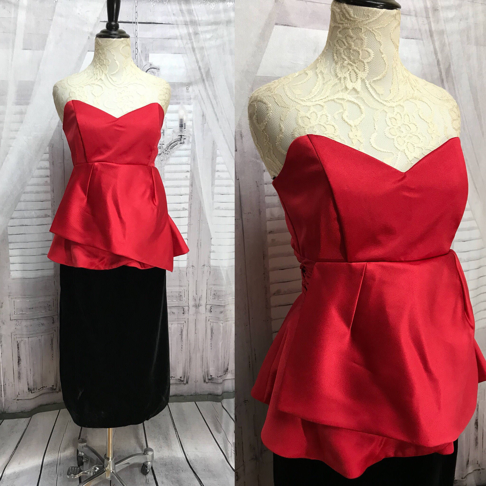 red taffeta gown