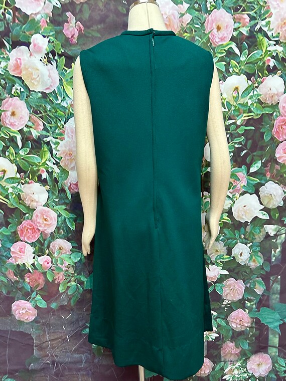 60s Evergreen Green Knit Mod Shift Dress Plus Size - image 7