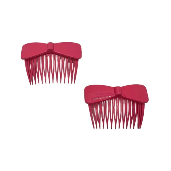 70s Goody Red Fashion Hair Comb Pair Set of Two - image 1