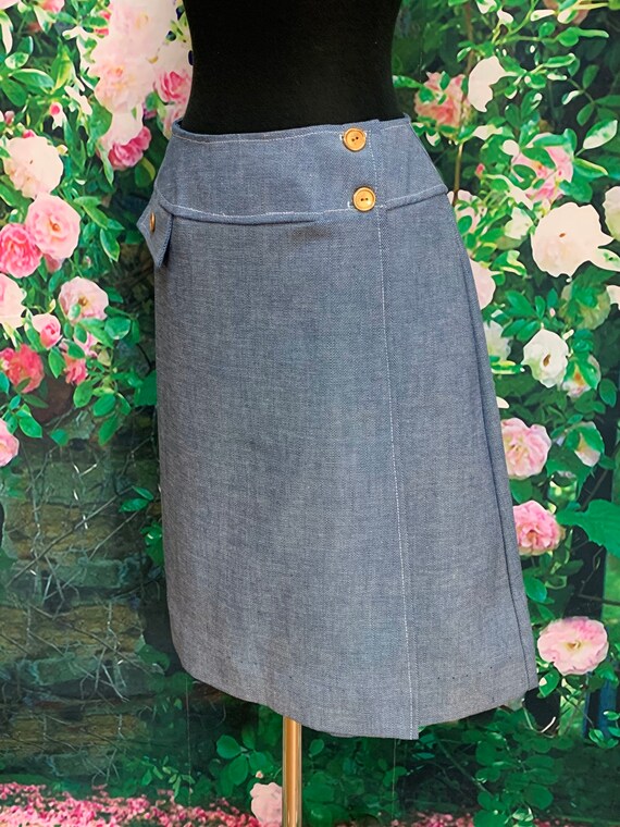 60s Carol Brent Denim Wrap Mini Skirt Hip Hugger - image 2