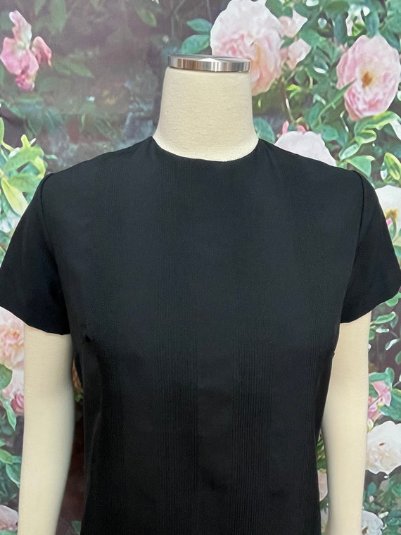 70s Lee Mar Black Polyester Blouse Button Back - image 3