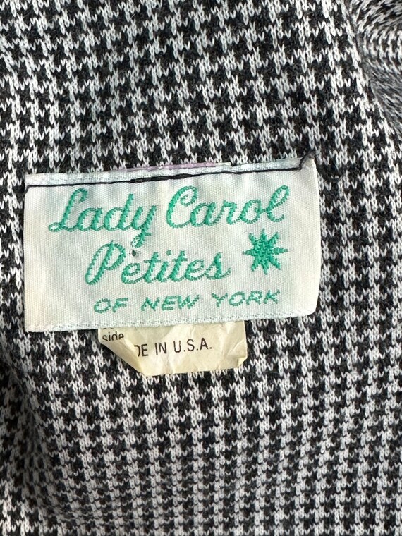 70s Lady Carol Petite Black White Check Cardigan … - image 9