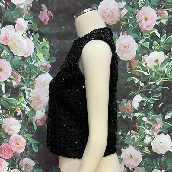 60s Malbe Original Black Sequin Shell Top - image 5