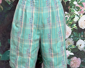 80s TAIL Mint Green Madras Shorts High Waist