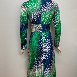 70s Elizabeth Arden Green Silk Mod Dress Small image 7